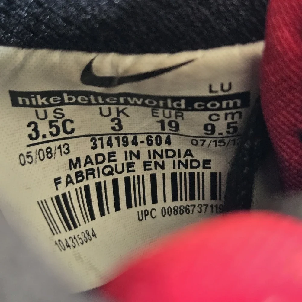 Nike Air Force 1 Size 3.5C Toddler Red Black Grey Retro AF1 Low Top‎ TD Shoes